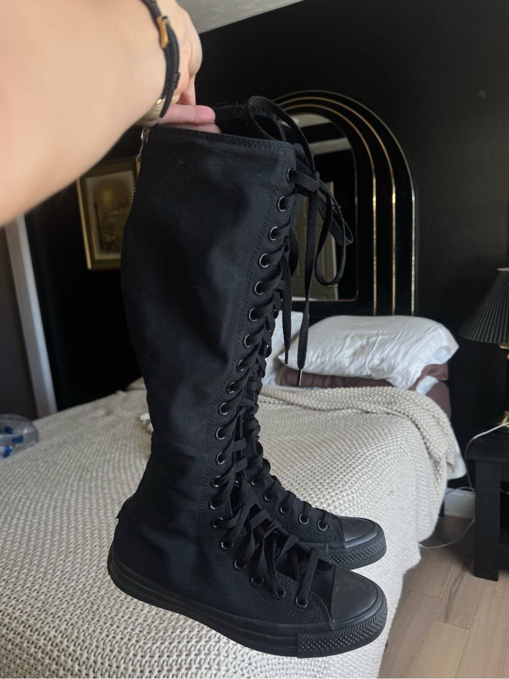 All black knee high converse